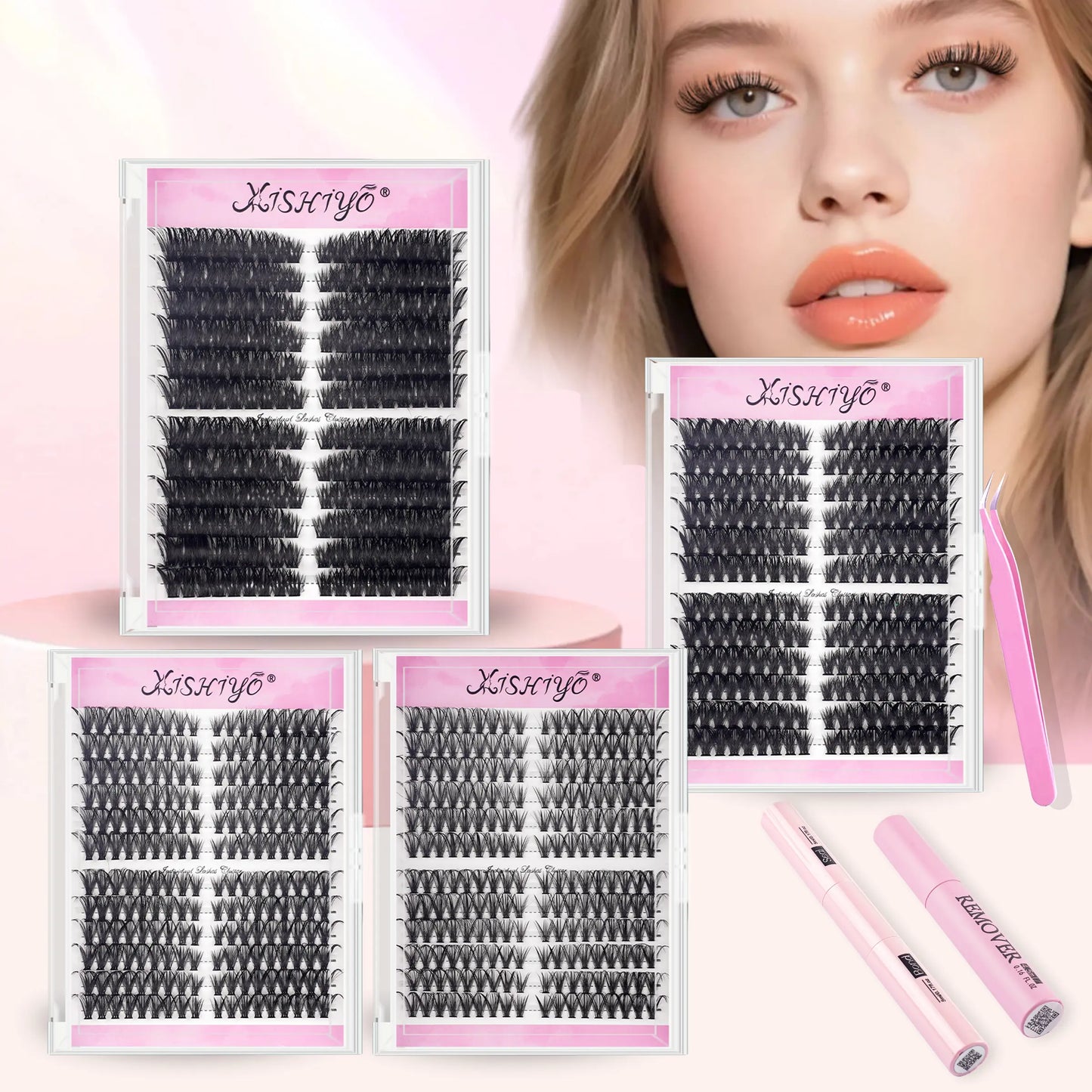 Xishiyo DIY Lash Clusters Eyelashes Extension Kit 30D-100D Curls 9-16Mm Mixed Length Wispy Manga Individual Lashes for Makeup & Cosmetic Use Sets