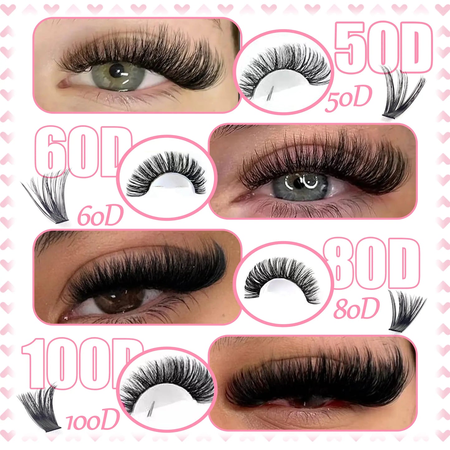 Xishiyo DIY Lash Clusters Eyelashes Extension Kit 30D-100D Curls 9-16Mm Mixed Length Wispy Manga Individual Lashes for Makeup & Cosmetic Use Sets